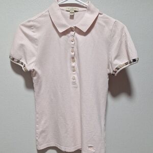 Burberry Brit Light Pink Polo Shirt Girls Woman Size Small Petiet